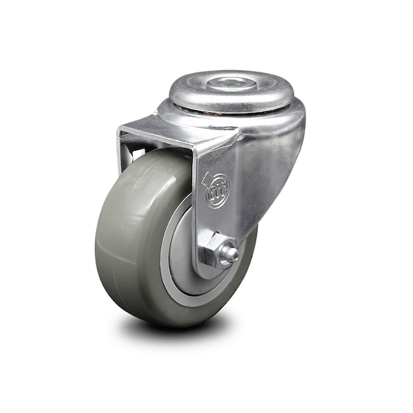 3 Inch Gray Polyurethane Wheel Swivel Bolt Hole Caster